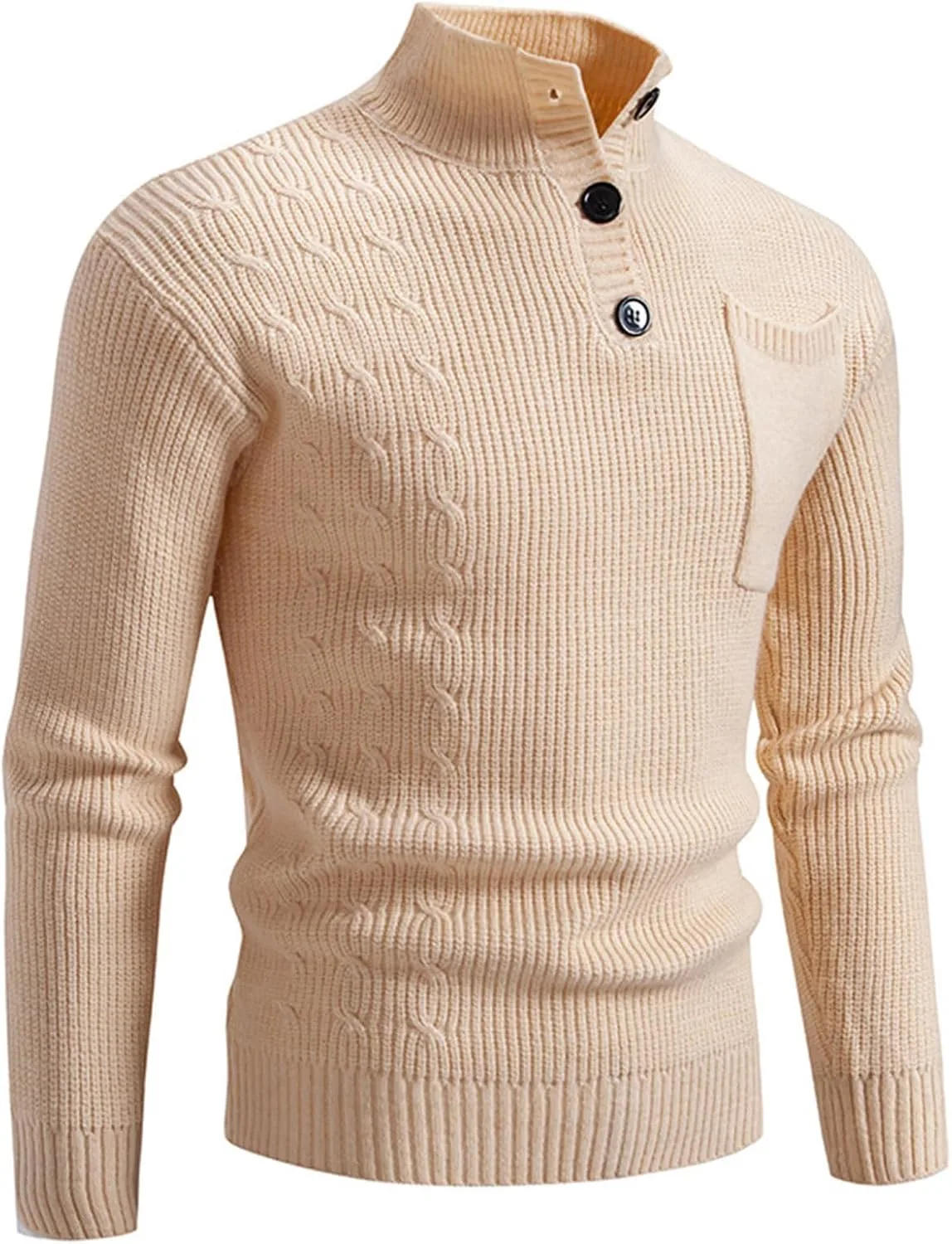 Мужской свитер с воротником-стойкой на пуговицах
Мужской свитер с воротником-стойкой на пуговицах