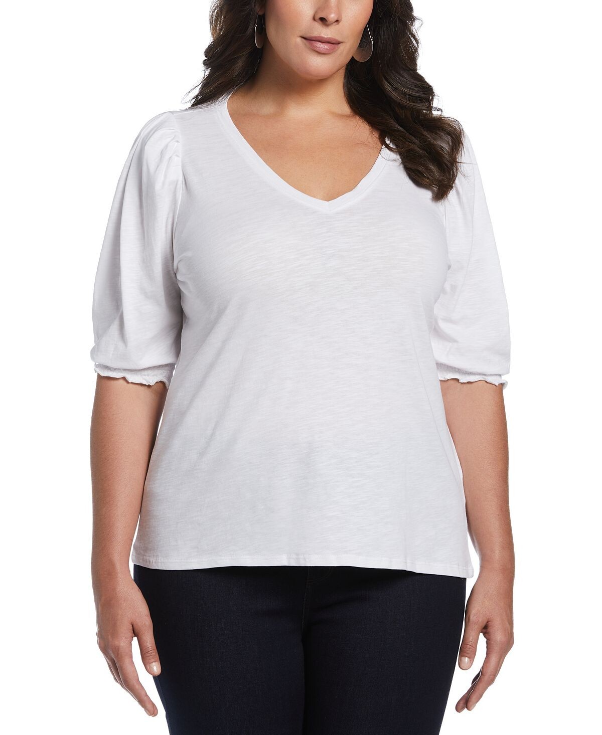 Хлопковый топ больших размеров с присборенными рукавами до локтя ELLA Rafaella, белый
Хлопковый топ больших размеров с присборенными рукавами до локтя ELLA Rafaella, белый