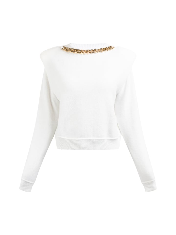 Женский белый вязаный свитер faina
Женский белый вязаный свитер faina