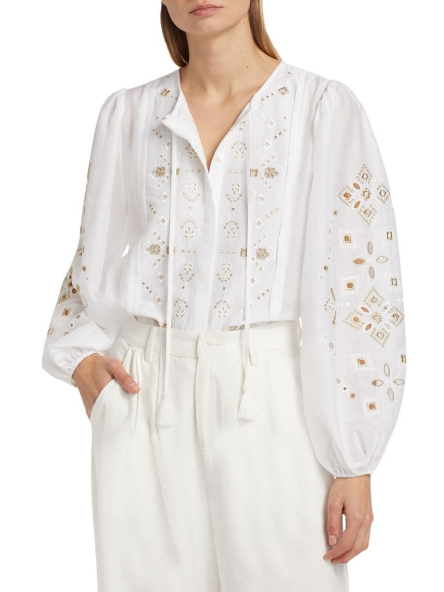 Блузка Bridgette из хлопка и шелка с вышивкой Kobi Halperin, белый
Блузка Bridgette из хлопка и шелка с вышивкой Kobi Halperin, белый