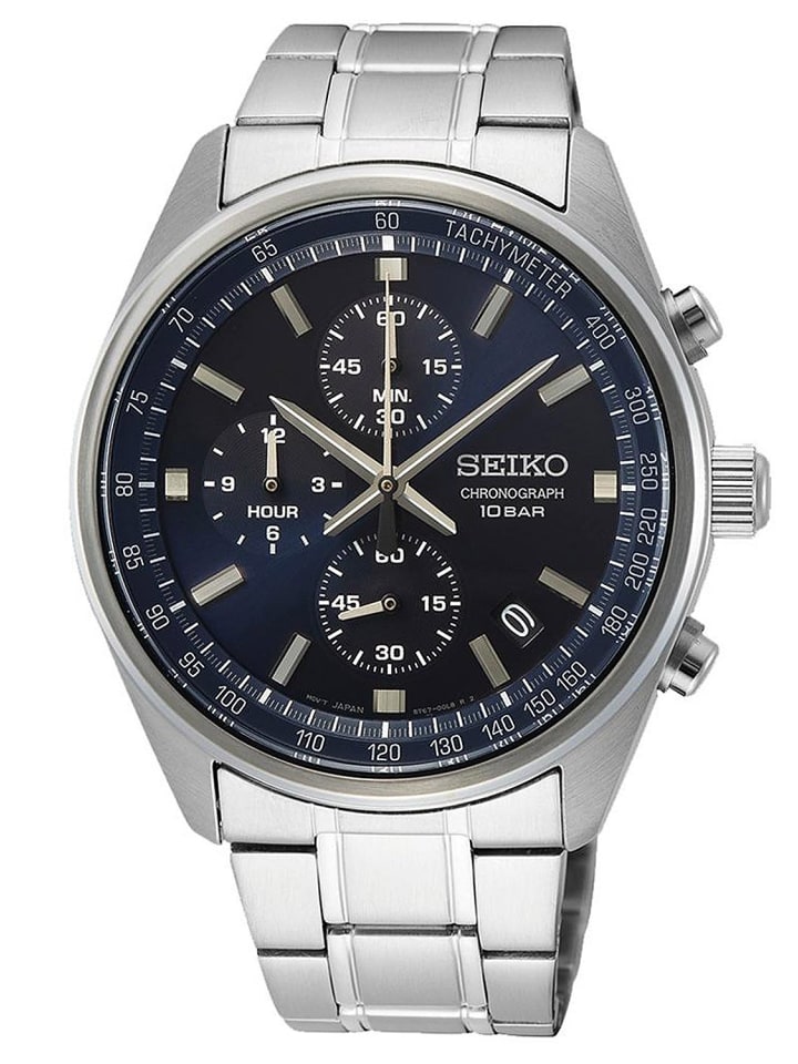 Seiko Мужские часы-хронограф со стальным браслетом, сине-серебристые
Seiko Мужские часы-хронограф со стальным браслетом, сине-серебристые