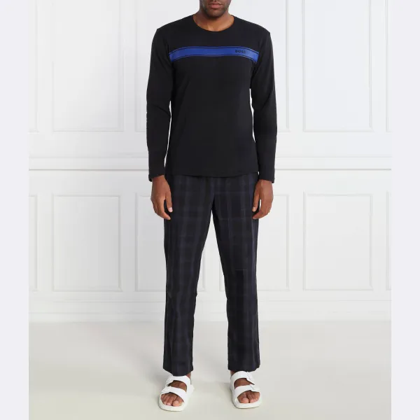 Длинная городская пижама стандартного кроя Boss, синий 
Длинная городская пижама стандартного кроя Boss, синий