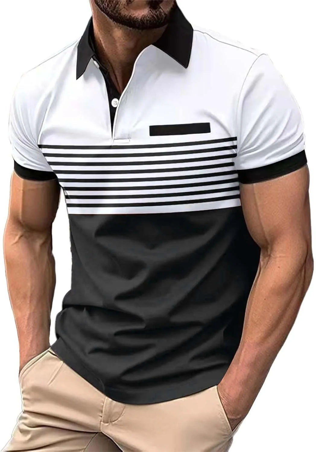 Футболка летняя с коротким рукавом для мужчин Color Block Casual Polo
Футболка летняя с коротким рукавом для мужчин Color Block Casual Polo