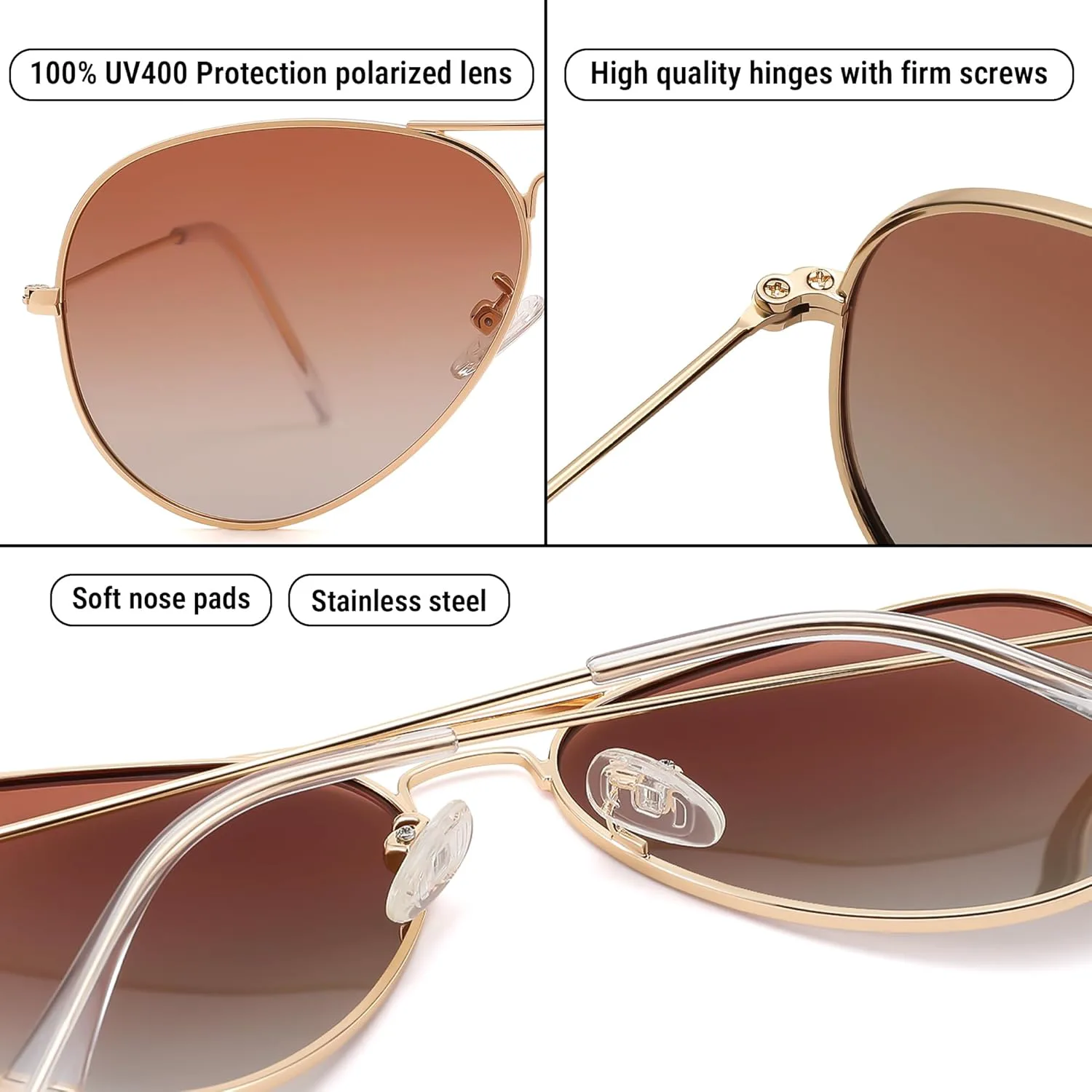 Солнцезащитные очки Pro Acme Aviator для мужчин и женщин, классические поляризованные, с защитой от УФ-излучения UV400, (19) Gold Frame/Gradient Brown Lens
Солнцезащитные очки Pro Acme Aviator для мужчин и женщин, классические поляризованные, с защитой от УФ-излучения UV400, (19) Gold Frame/Gradient Brown Lens