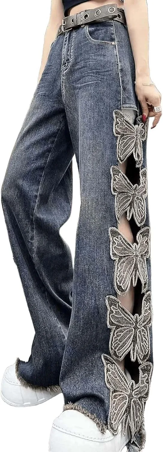 Женские джинсы Y2K с высокой талией и вышивкой UICIOP
Женские джинсы Y2K с высокой талией и вышивкой UICIOP