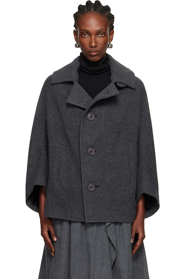 Серое пальто с короткими рукавами U-образной формы Y'S, серый
Серое пальто с короткими рукавами U-образной формы Y'S, серый