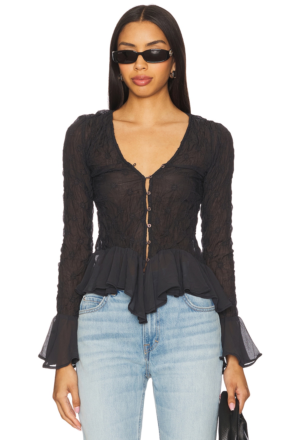 Blouse Elias в стиле "смокинг" от Free People, black 
Blouse Elias в стиле "смокинг" от Free People, black