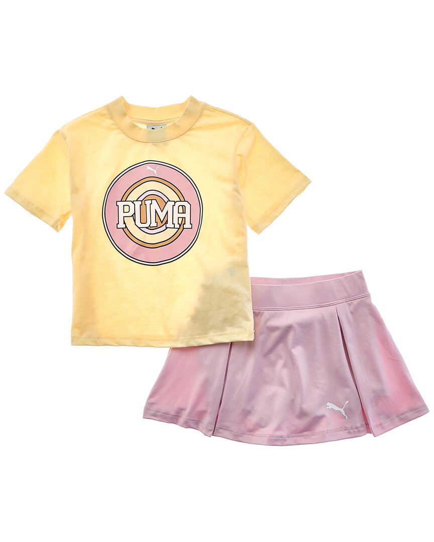 Комплект из 2 предметов: футболка и юбка-шорты PUMA Puma, белый
Комплект из 2 предметов: футболка и юбка-шорты PUMA Puma, белый