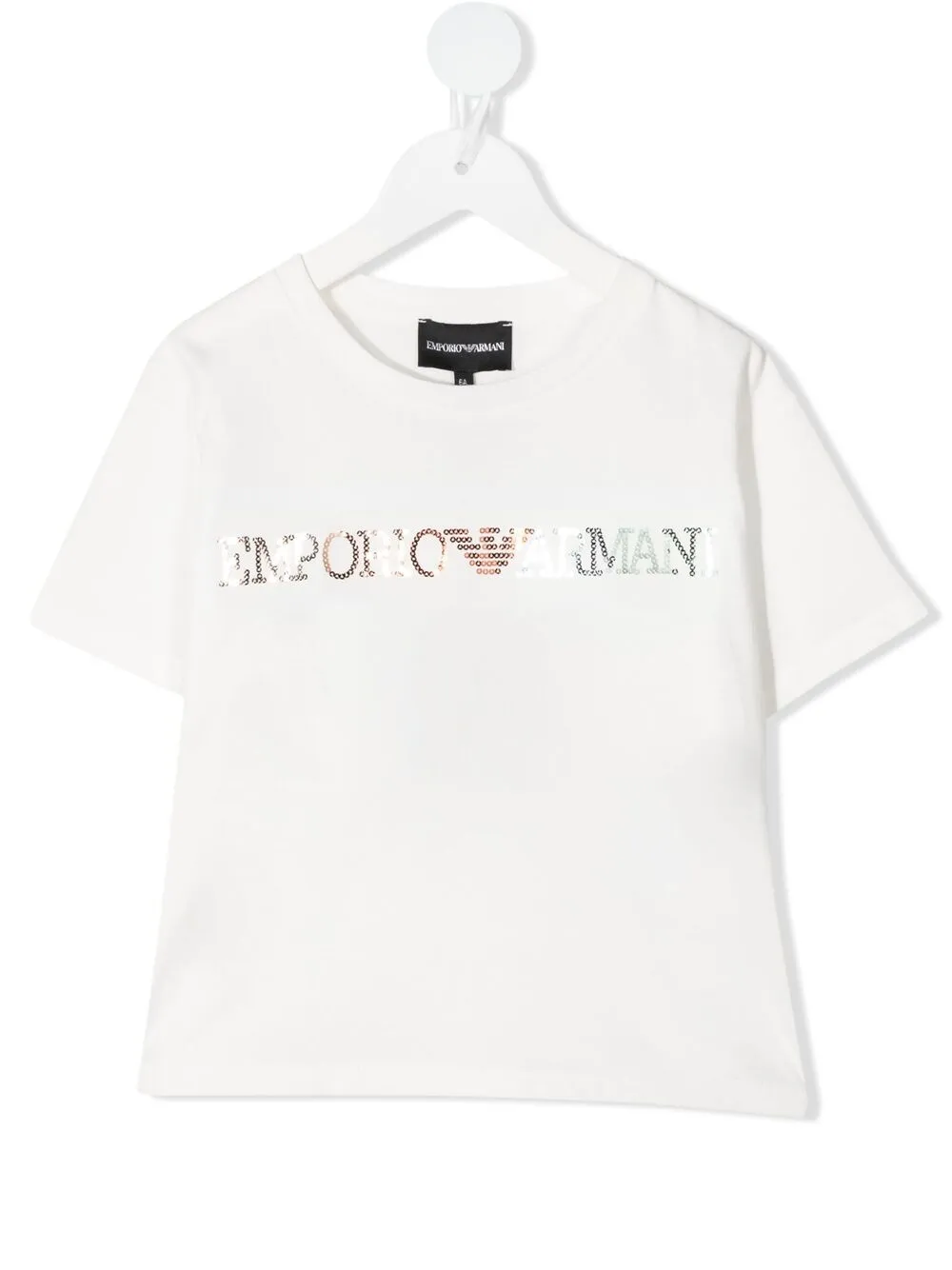 Футболка с вышитым логотипом Emporio Armani Kids, белый 
Футболка с вышитым логотипом Emporio Armani Kids, белый