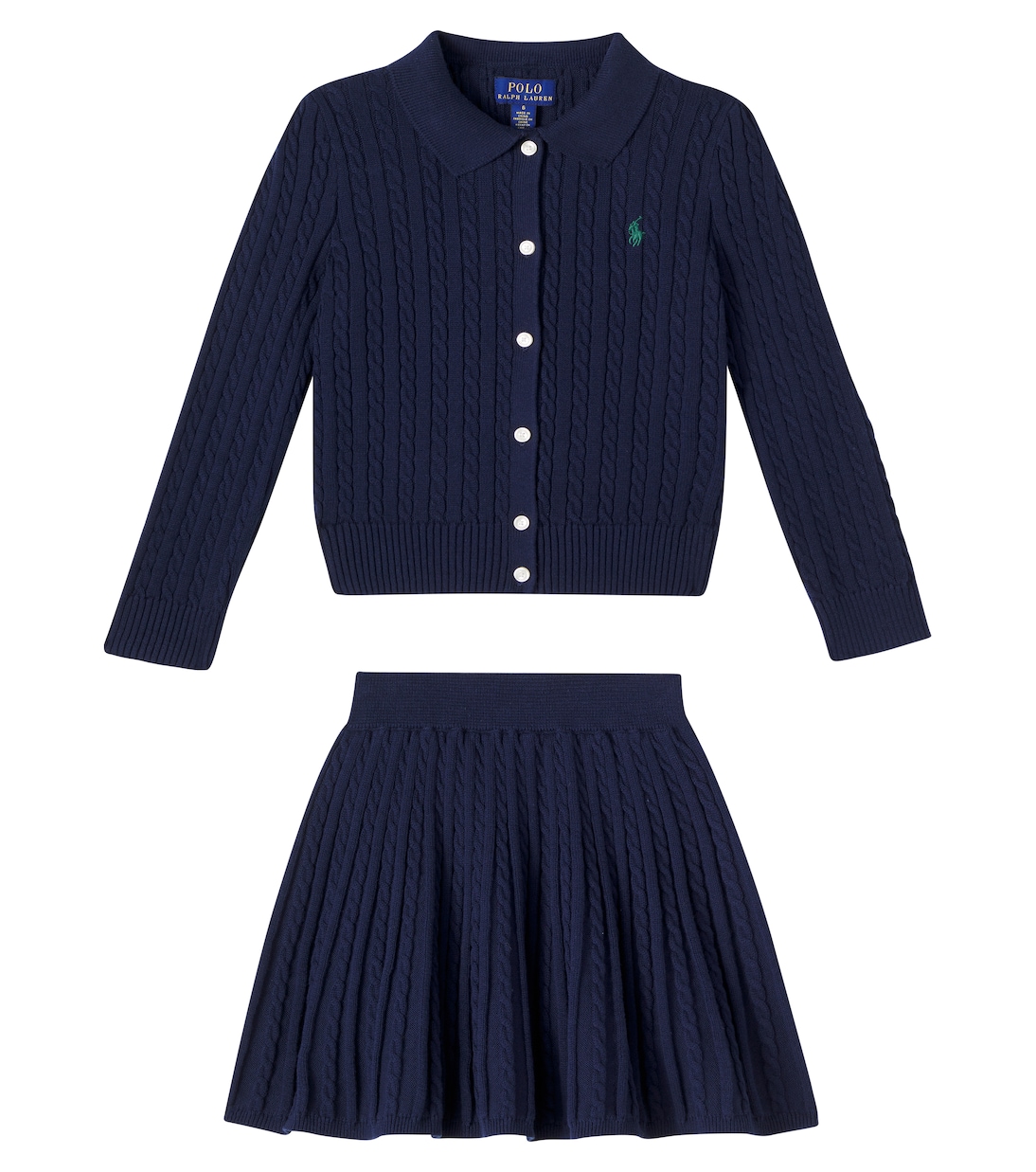 Комплект из хлопкового кардигана и юбки с косичной вязкой Polo Ralph Lauren Kids, Cruise Navy
Комплект из хлопкового кардигана и юбки с косичной вязкой Polo Ralph Lauren Kids, Cruise Navy