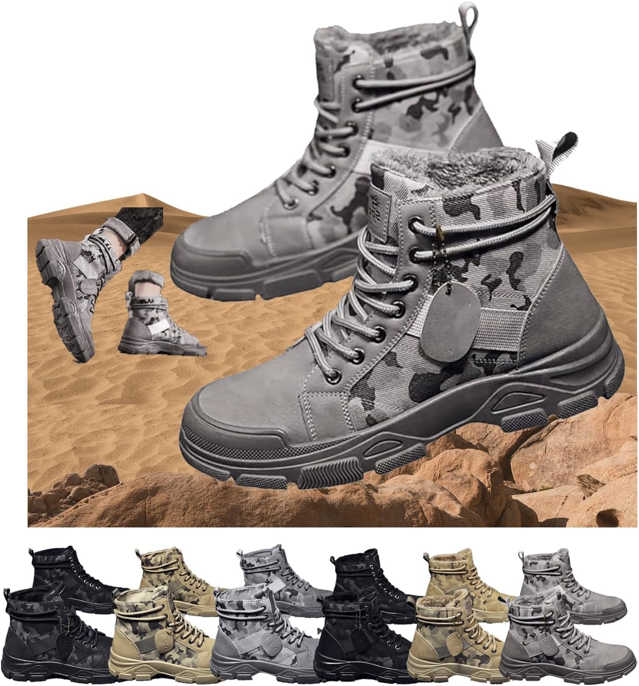 Тактические высокие ботинки с камуфляжным рисунком для мужчин - Осенне-зимние высокие мужские кроссовки из канвы для походов на открытом воздухе, с утолщенным каблуком для повседневной работы и прогулок Generic, серый
Тактические высокие ботинки с камуфляжным рисунком для мужчин - Осенне-зимние высокие мужские кроссовки из канвы для походов на открытом воздухе, с утолщенным каблуком для повседневной работы и прогулок Generic, серый
