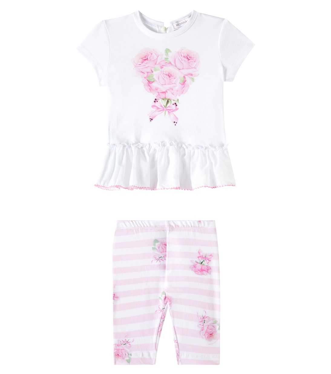 Комплект из хлопкового топа и леггинсов в полоску с цветочным принтом Monnalisa, Bianco+Rosafairytale
Комплект из хлопкового топа и леггинсов в полоску с цветочным принтом Monnalisa, Bianco+Rosafairytale