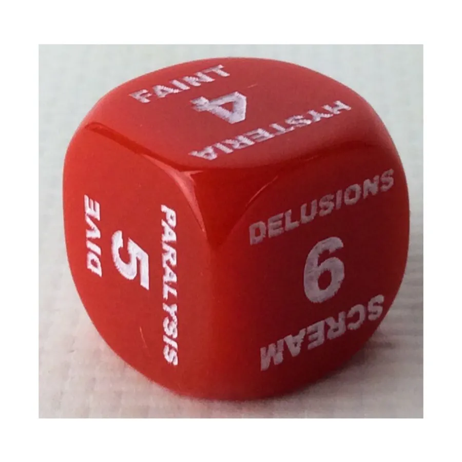 Кубик безумия и шока — красный с белым, Insanity & Shock and Assorted Dice
Кубик безумия и шока — красный с белым, Insanity & Shock and Assorted Dice