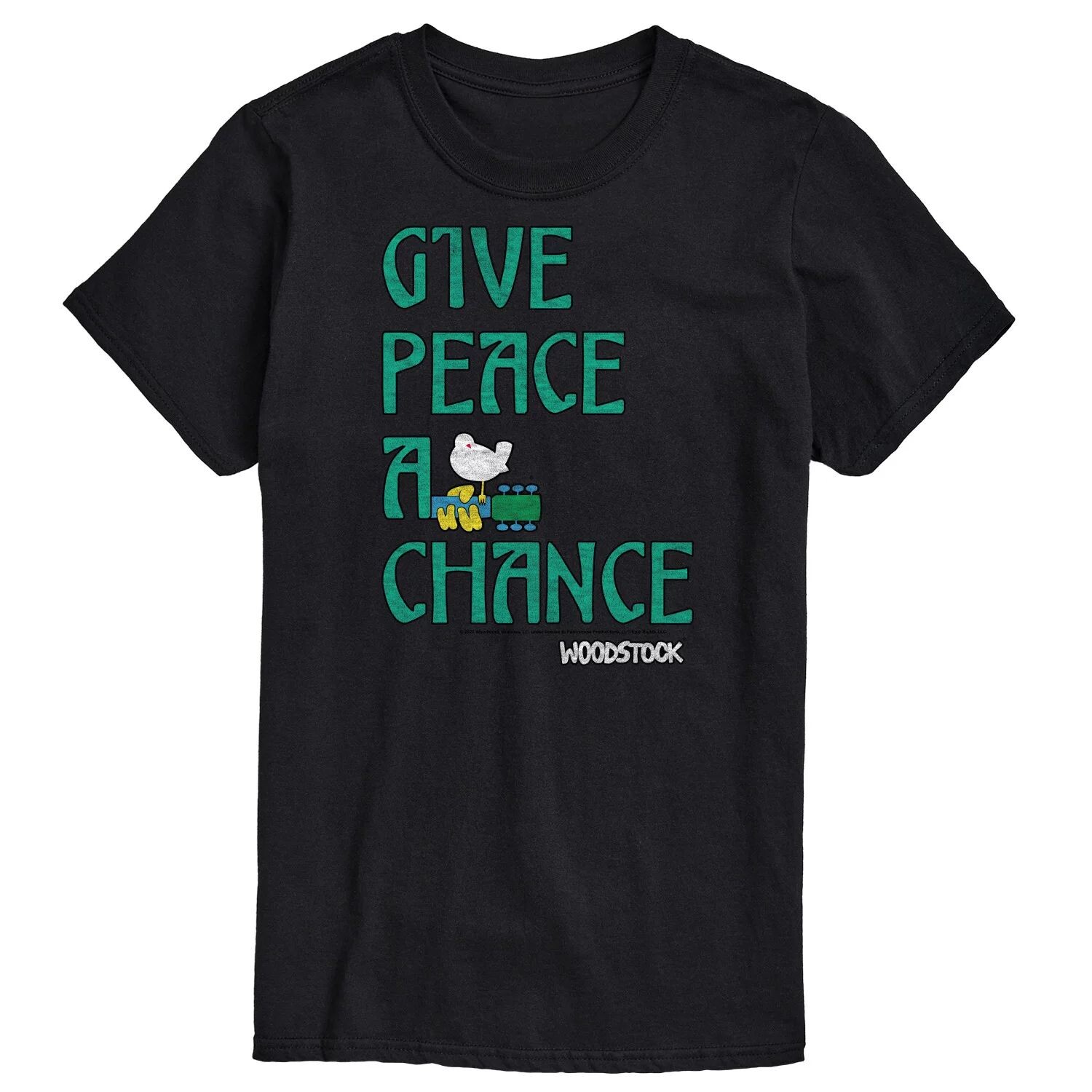 Большая и высокая футболка Woodstock с надписью "Give Peace A Chance" License, черный
Большая и высокая футболка Woodstock с надписью "Give Peace A Chance" License, черный