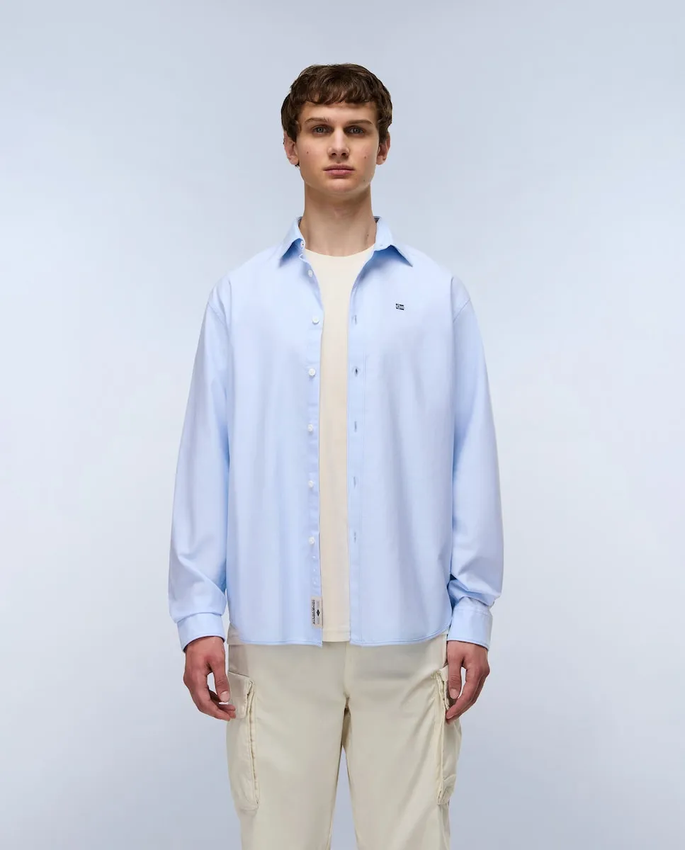 Мужская рубашка Оксфорд из поплина, свободного кроя, белая Napapijri, синий
Мужская рубашка Оксфорд из поплина, свободного кроя, белая Napapijri, синий