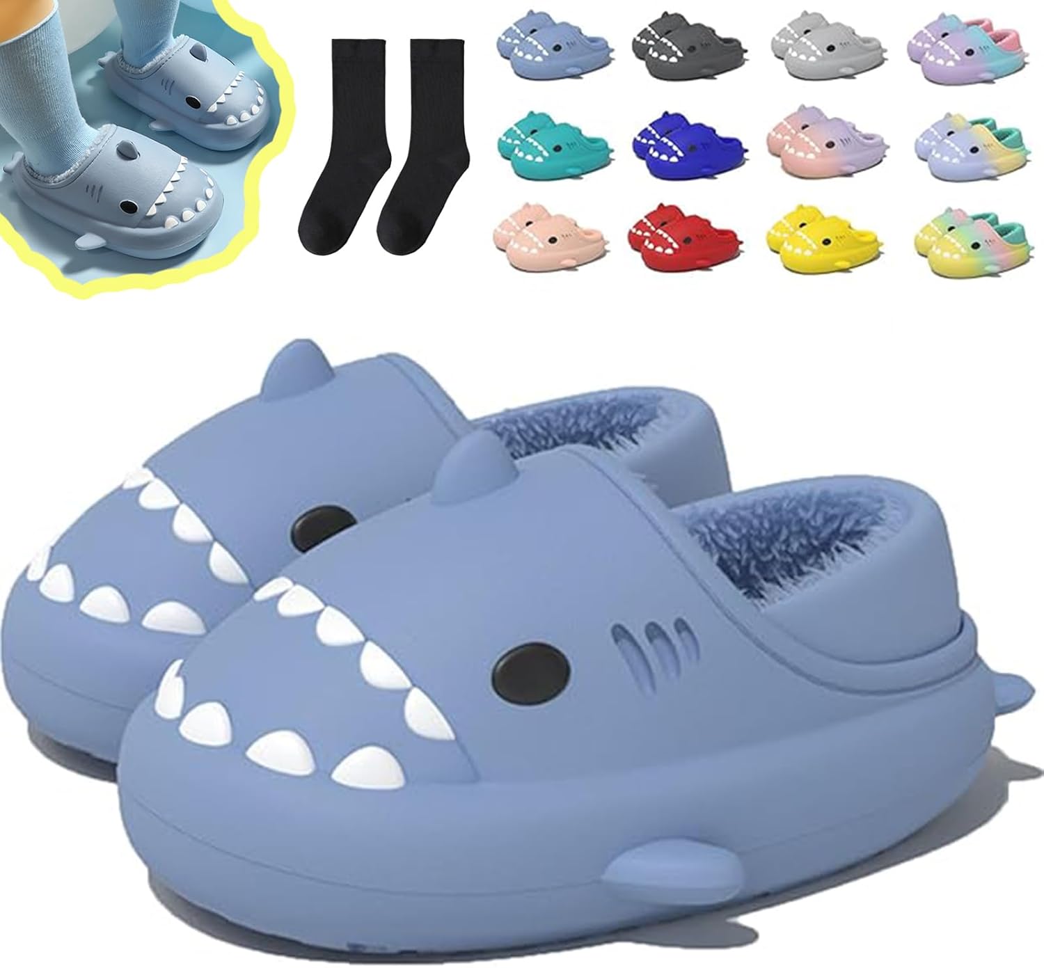 Зимние тапочки в виде акулы, тапочки с акулой со съемной плюшевой подкладкой, теплые зимние плюшевые удобные нескользящие шлепанцы Generic, синий
Зимние тапочки в виде акулы, тапочки с акулой со съемной плюшевой подкладкой, теплые зимние плюшевые удобные нескользящие шлепанцы Generic, синий