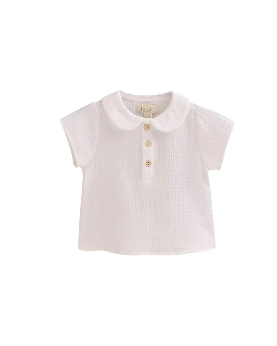 Белая муслиновая рубашка для мальчика с детским воротником Dadati, белый
Белая муслиновая рубашка для мальчика с детским воротником Dadati, белый