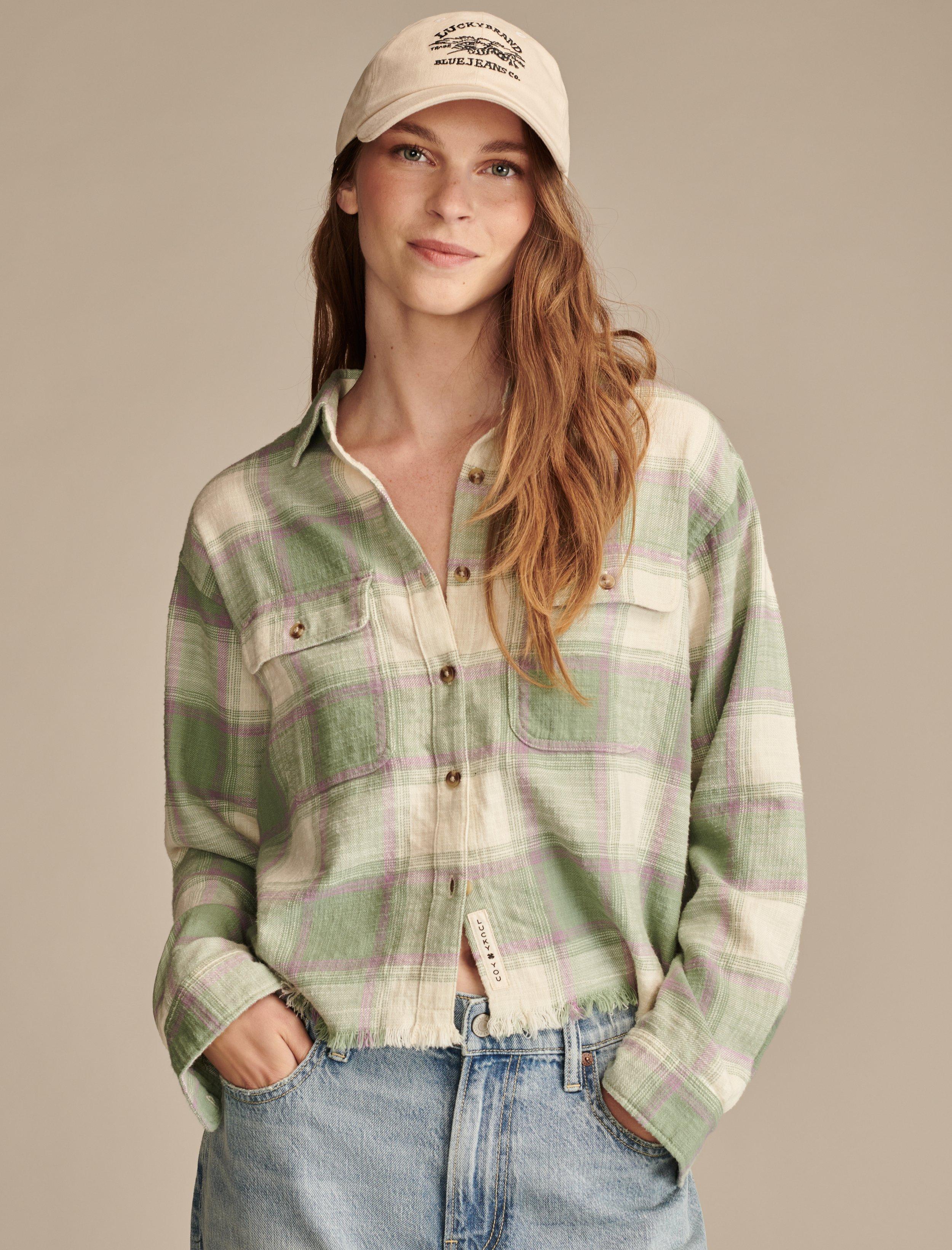 Женская укороченная рубашка Lucky Brand с необработанным краем в клетку на пуговицах, светло-зеленый
Женская укороченная рубашка Lucky Brand с необработанным краем в клетку на пуговицах, светло-зеленый