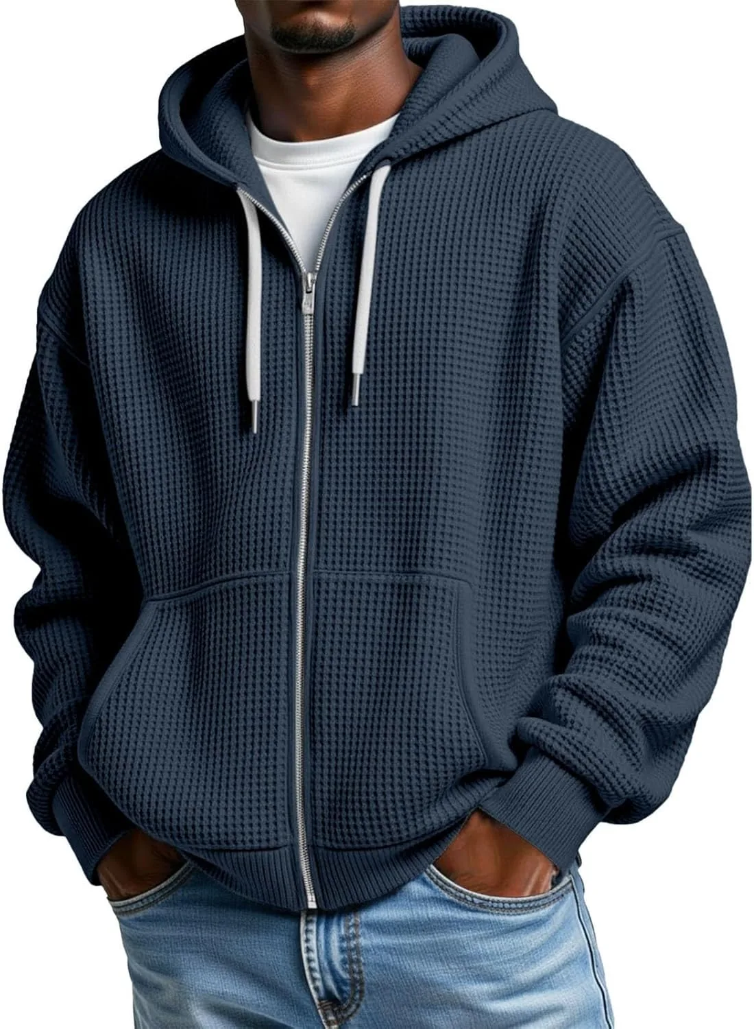 Толстовка с капюшоном для мужчин, длинный рукав, вафельная ткань, на молнии, с карманом
Толстовка с капюшоном для мужчин, длинный рукав, вафельная ткань, на молнии, с карманом