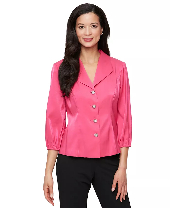 Блузка с пуговицами и 3/4 рукавом Petite с мерцающим эффектом Alex Evenings, розовый
Блузка с пуговицами и 3/4 рукавом Petite с мерцающим эффектом Alex Evenings, розовый