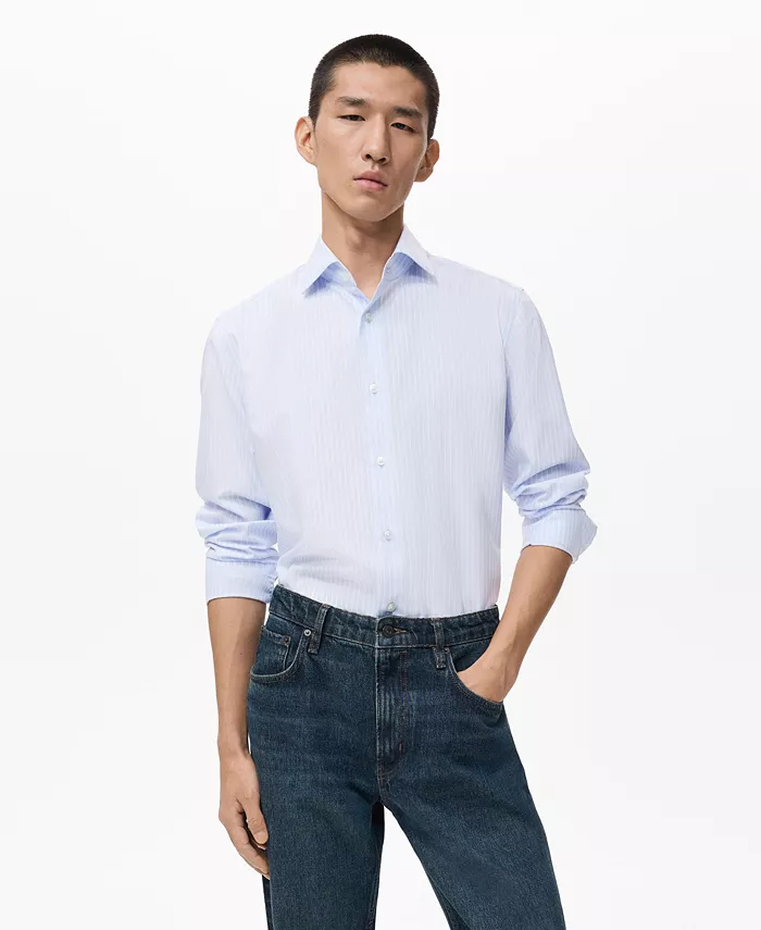 Мужская хлопковая полосатая рубашка Slim-Fit Mango, синий
Мужская хлопковая полосатая рубашка Slim-Fit Mango, синий