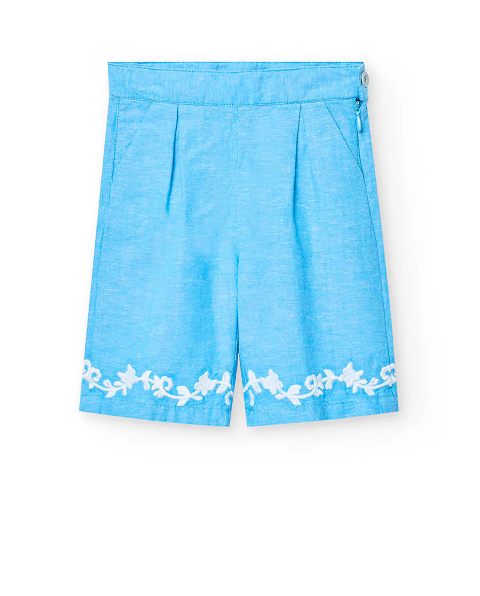 Широкие брюки для девочки с вышитой цветочной деталью Boboli, голубой
Широкие брюки для девочки с вышитой цветочной деталью Boboli, голубой