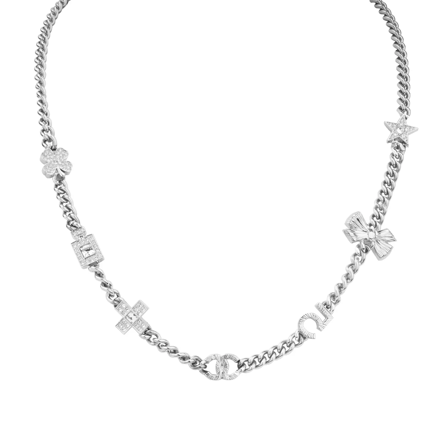 Laces Alloy Rhinestone Pearl Necklaces Women's CHANEL, серебро
Laces Alloy Rhinestone Pearl Necklaces Women's CHANEL, серебро