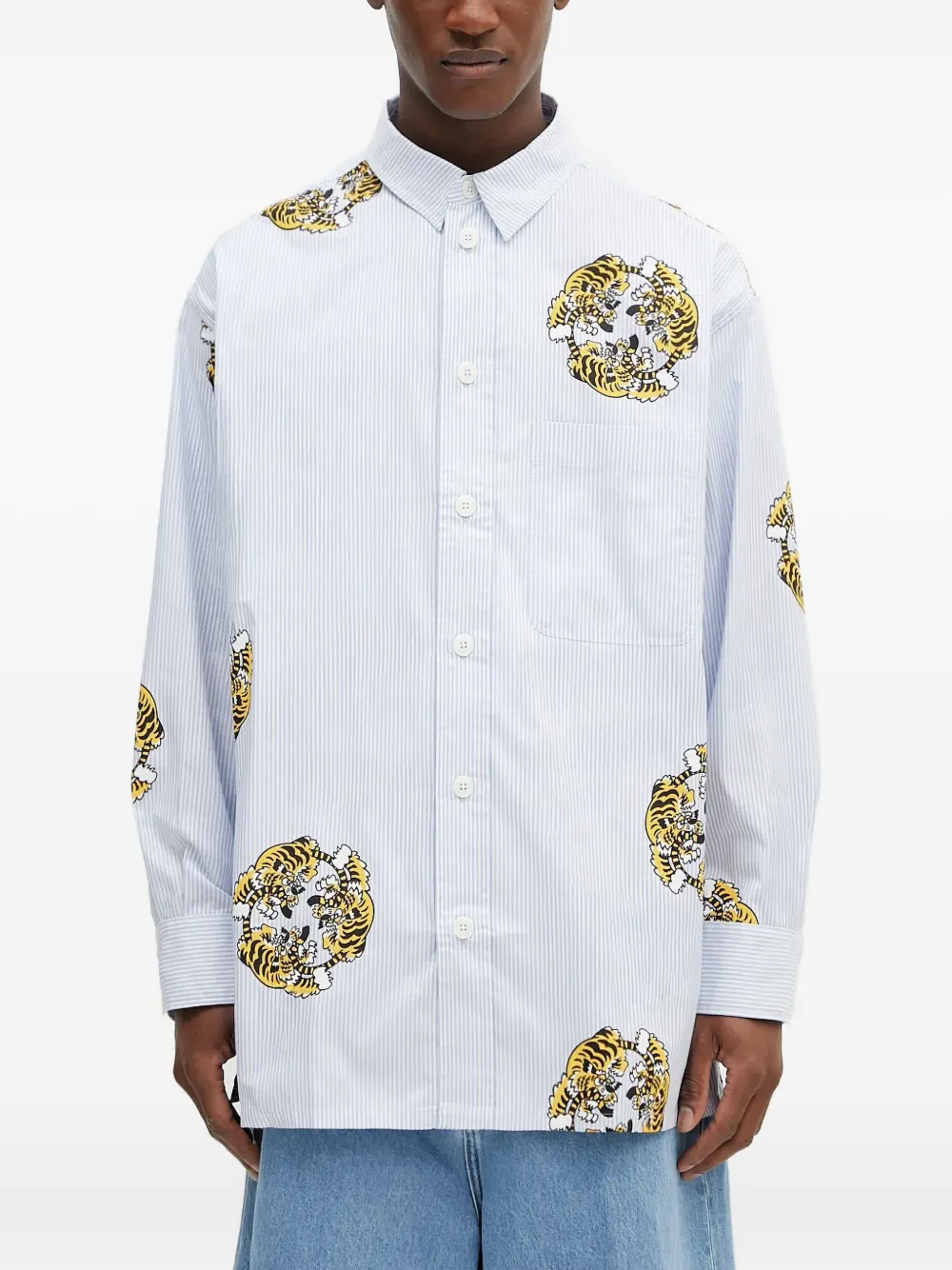 Полосатая рубашка с тигровым принтом Kenzo, синий
Полосатая рубашка с тигровым принтом Kenzo, синий