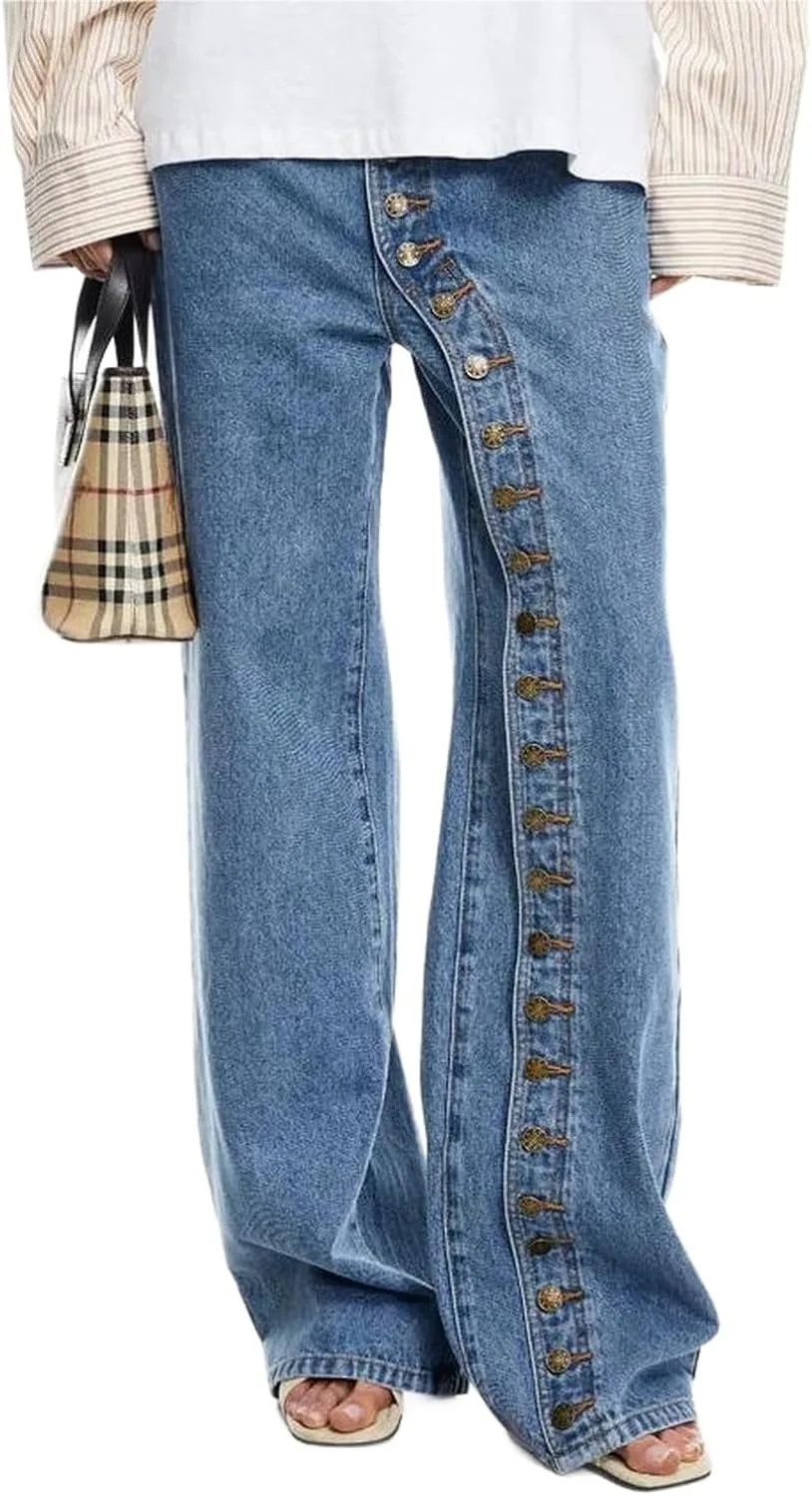 Женские джинсы low-rise wide leg в стиле Y2K с однобортной застежкой
Женские джинсы low-rise wide leg в стиле Y2K с однобортной застежкой