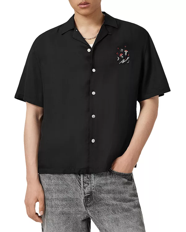 Футболка укороченного кроя свободного кроя с рисунком грибов Allsaints, черный
Футболка укороченного кроя свободного кроя с рисунком грибов Allsaints, черный