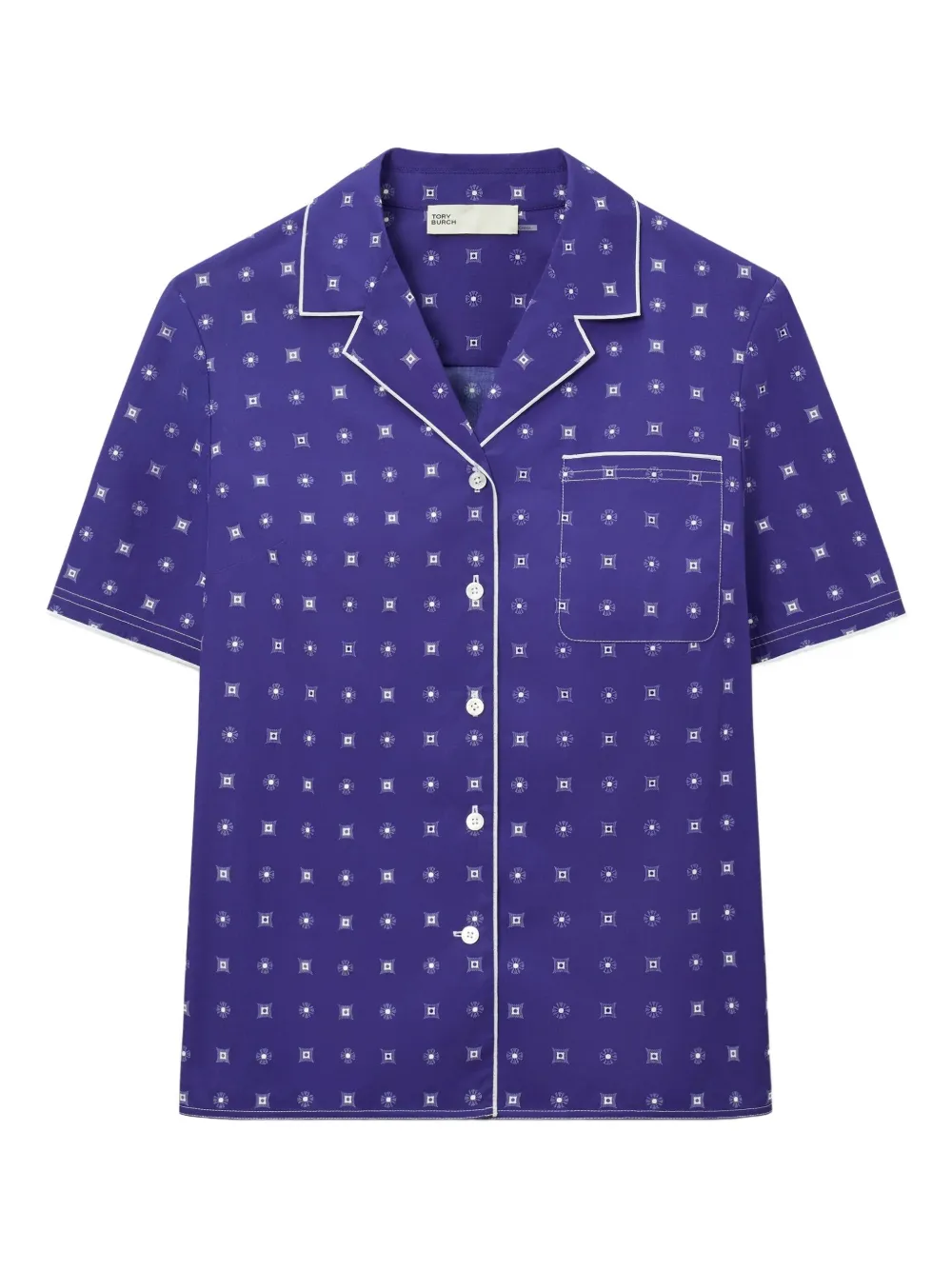 Рубашка с узором Tory Burch, синий 
Рубашка с узором Tory Burch, синий