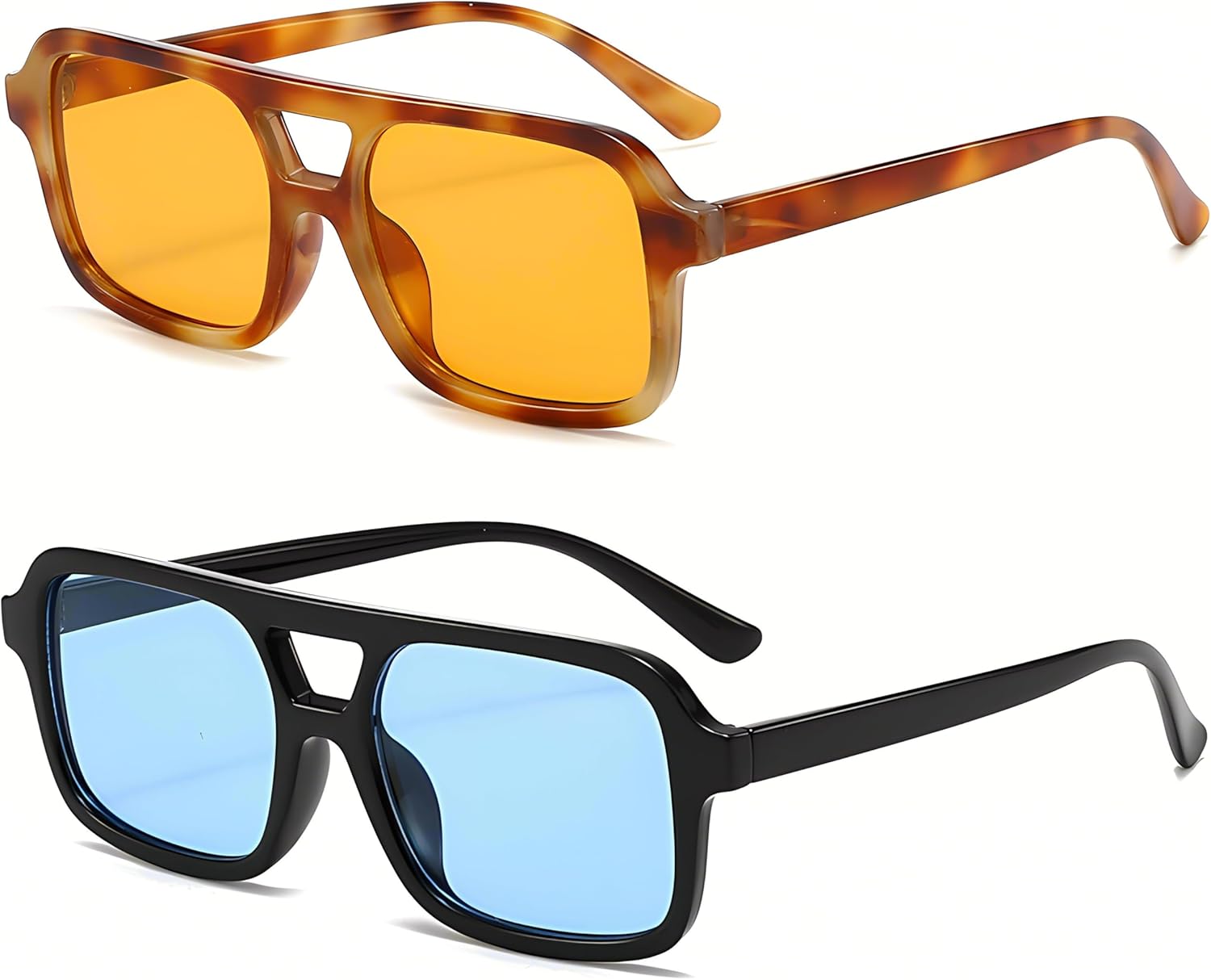 Солнцезащитные очки-авиаторы в стиле ретро, квадратные, для женщин и мужчин, винтажные, модные, прямоугольные, в стиле 70-х Kursan, 2 Pack (Tortoise/Orange + Bright Black/Blue)
Солнцезащитные очки-авиаторы в стиле ретро, квадратные, для женщин и мужчин, винтажные, модные, прямоугольные, в стиле 70-х Kursan, 2 Pack (Tortoise/Orange + Bright Black/Blue)