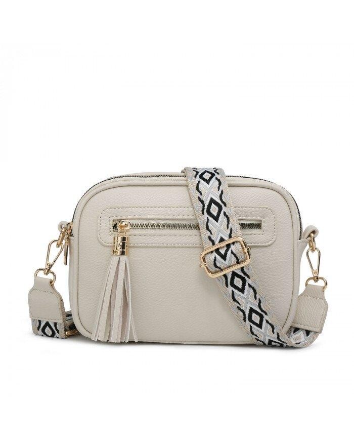 Сумка через плечо с холщовым ремешком и двумя секциями на молнии с кисточками JFY, бежевый
Сумка через плечо с холщовым ремешком и двумя секциями на молнии с кисточками JFY, бежевый