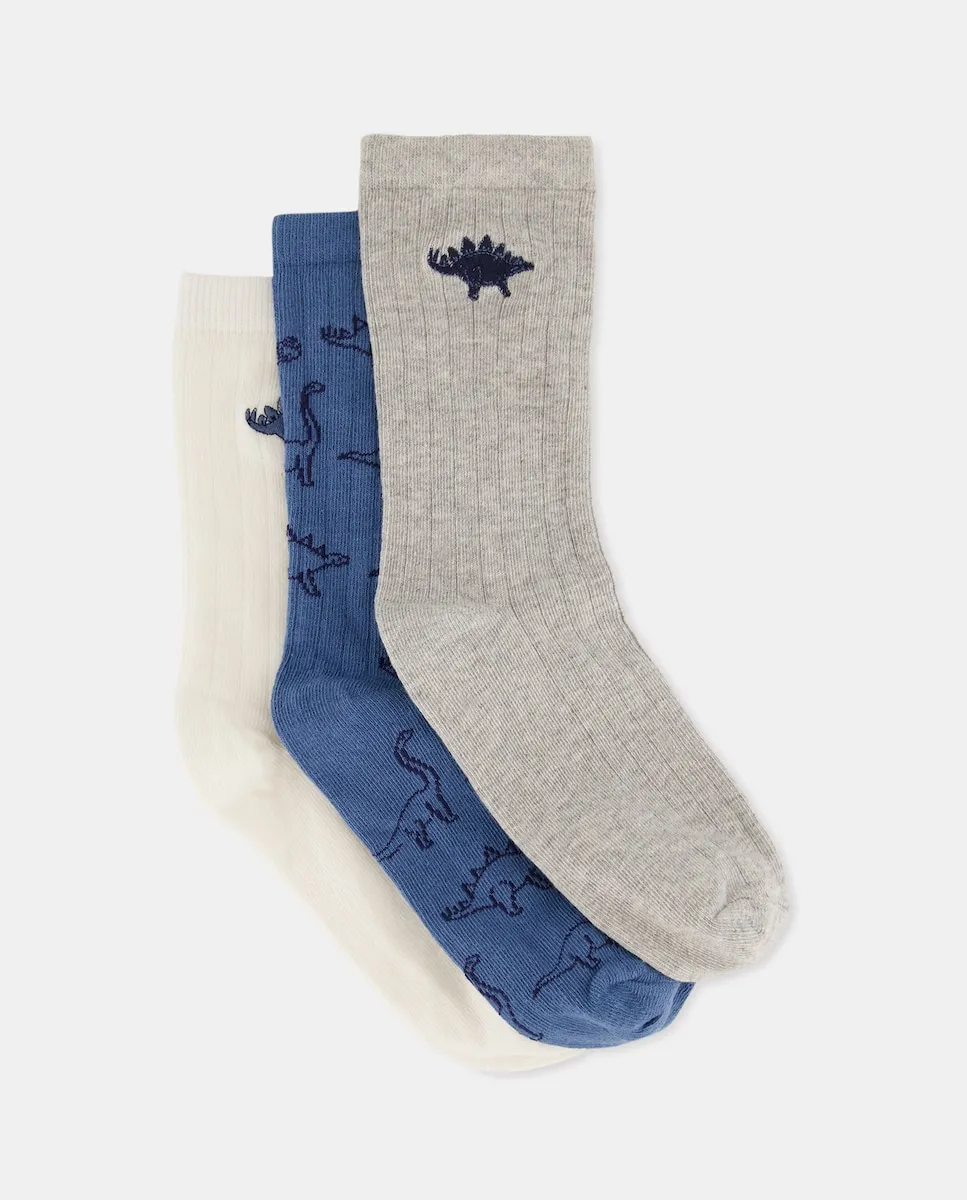 Набор из 3 детских носков в рубчик с узором Cotton Juice, синий
Набор из 3 детских носков в рубчик с узором Cotton Juice, синий