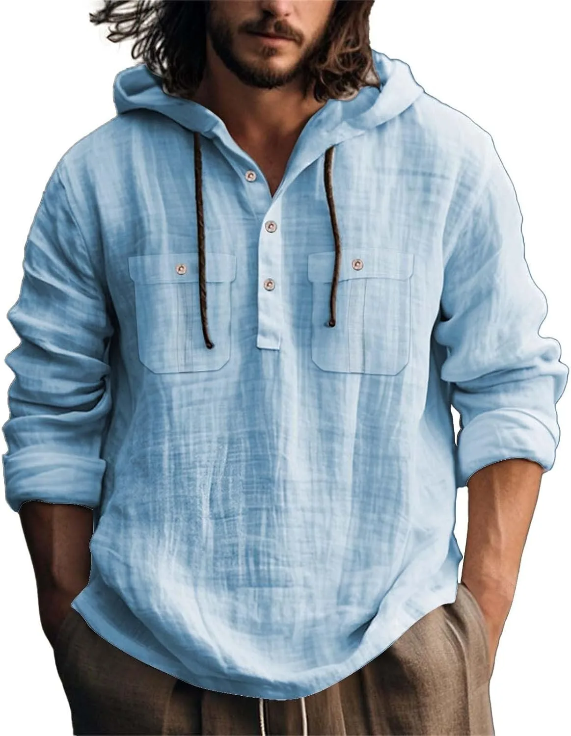 Мужская дышащая хлопковая льняная толстовка с длинным рукавом и капюшоном, легкая куртка на пуговицах для весны и осени ESKNAS
Мужская дышащая хлопковая льняная толстовка с длинным рукавом и капюшоном, легкая куртка на пуговицах для весны и осени ESKNAS