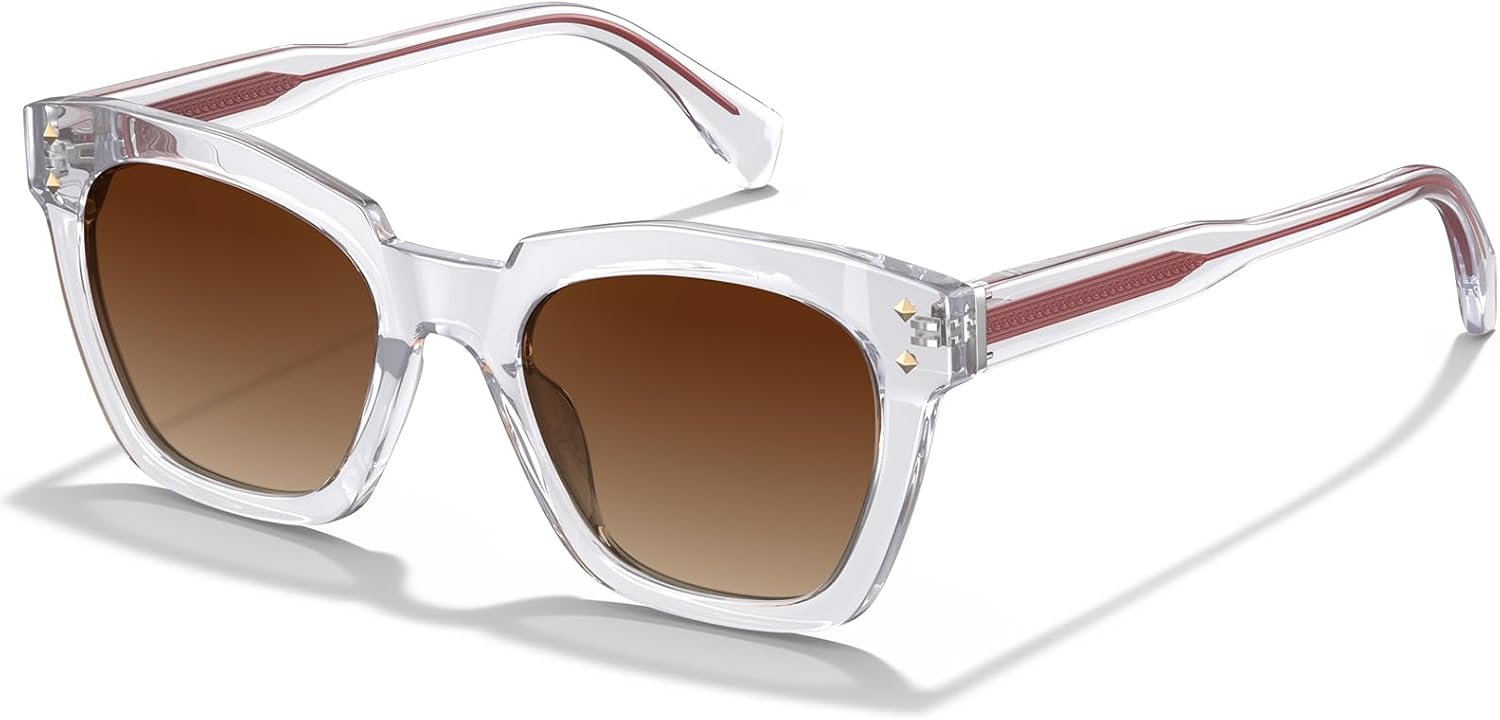 Женские поляризованные солнцезащитные очки CARFIA из ацетата с защитой UV400, модные очки в форме «кошачьих глаз», дизайнерская модель CA3005F, 3. Clear White Frame Gradient Brown Lenses
Женские поляризованные солнцезащитные очки CARFIA из ацетата с защитой UV400, модные очки в форме «кошачьих глаз», дизайнерская модель CA3005F, 3. Clear White Frame Gradient Brown Lenses