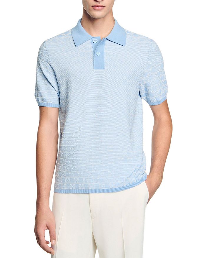 Поло с жаккардовым узором Square Cross Sandro, синий
Поло с жаккардовым узором Square Cross Sandro, синий