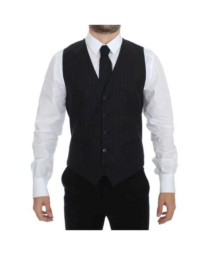 Черный шерстяной жилет в тонкую полоску Dolce & Gabbana, черный
Черный шерстяной жилет в тонкую полоску Dolce & Gabbana, черный