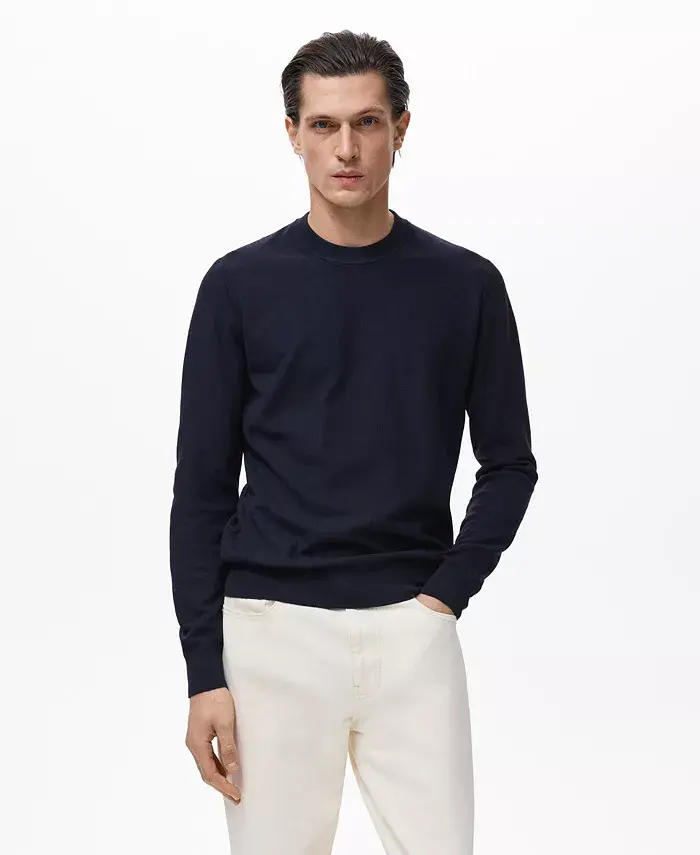 Мужской свитер из микроструктурного хлопка с вязкой Mango, синий
Мужской свитер из микроструктурного хлопка с вязкой Mango, синий