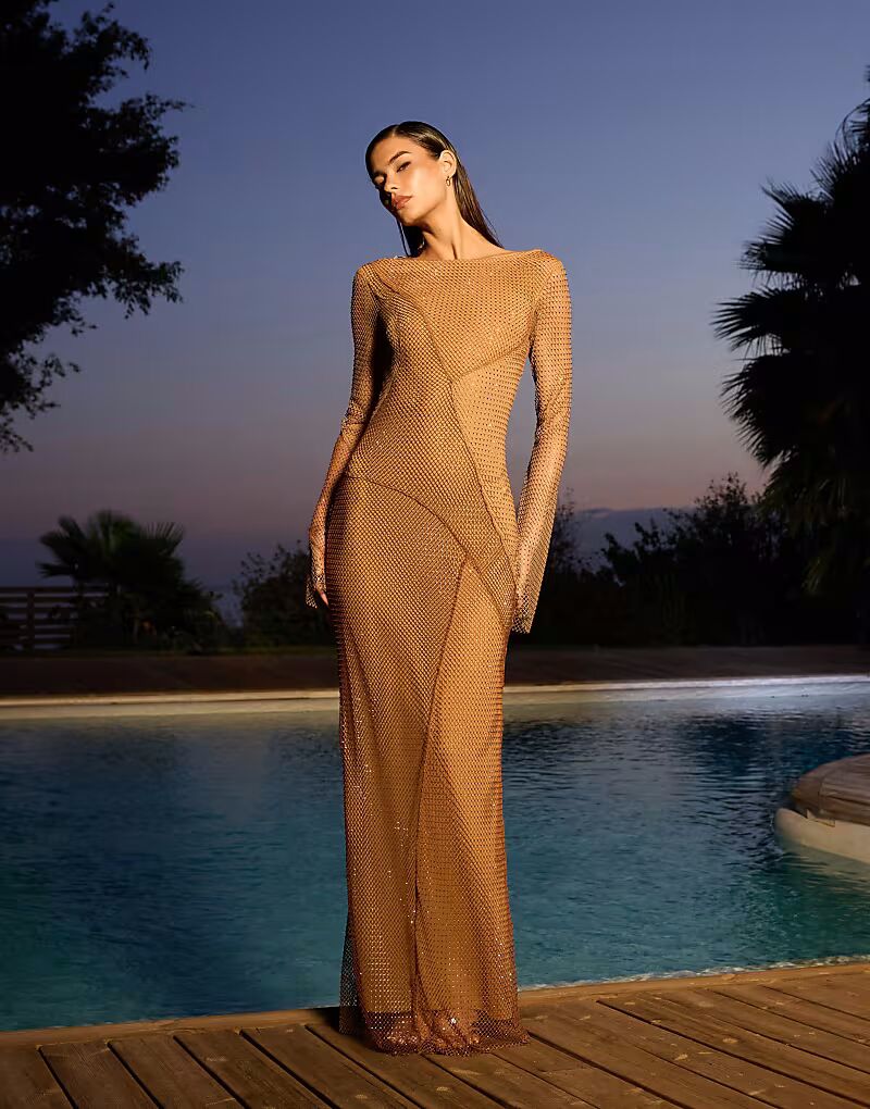 Платье макси ASOS DESIGN в сетку с длинными рукавами и декорированным узором в бронзовом цвете
Платье макси ASOS DESIGN в сетку с длинными рукавами и декорированным узором в бронзовом цвете