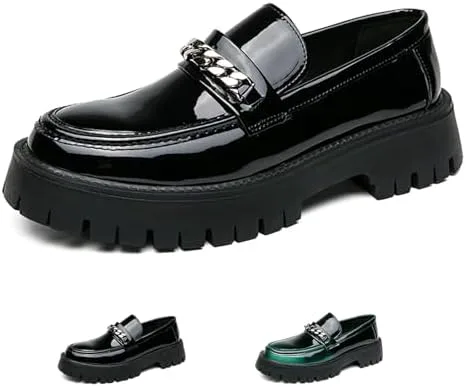 Мужские лоферы на платформе из лакированной кожи без шнурков, модный носок округлой формы, металлическое украшение, нескользящая толстая подошва, деловая обувь, повседневная, для вечеринок, свадьбы, выпускного WENOREG, черный
Мужские лоферы на платформе из лакированной кожи без шнурков, модный носок округлой формы, металлическое украшение, нескользящая толстая подошва, деловая обувь, повседневная, для вечеринок, свадьбы, выпускного WENOREG, черный