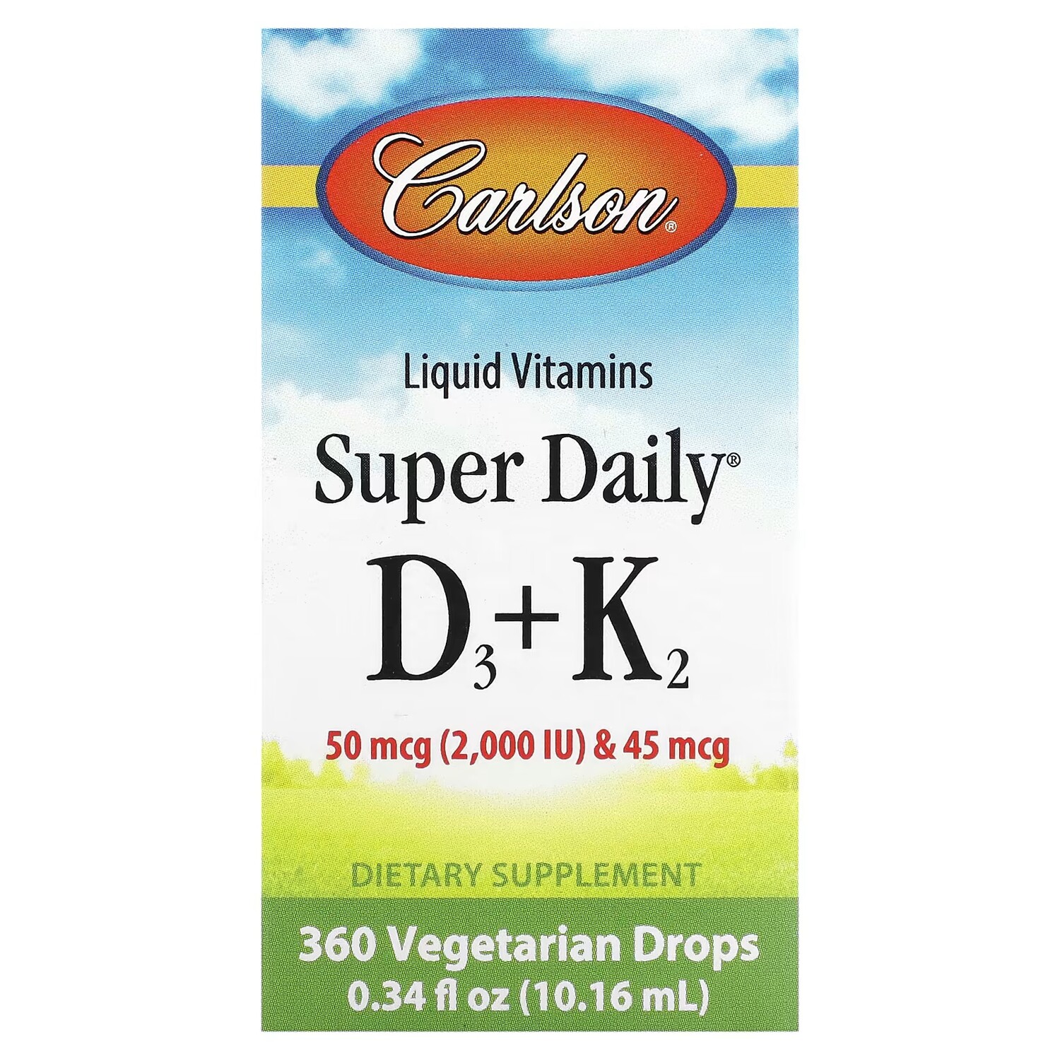 Жидкие витамины Carlson Super Daily D3+K2, 10,16 мл
Жидкие витамины Carlson Super Daily D3+K2, 10,16 мл