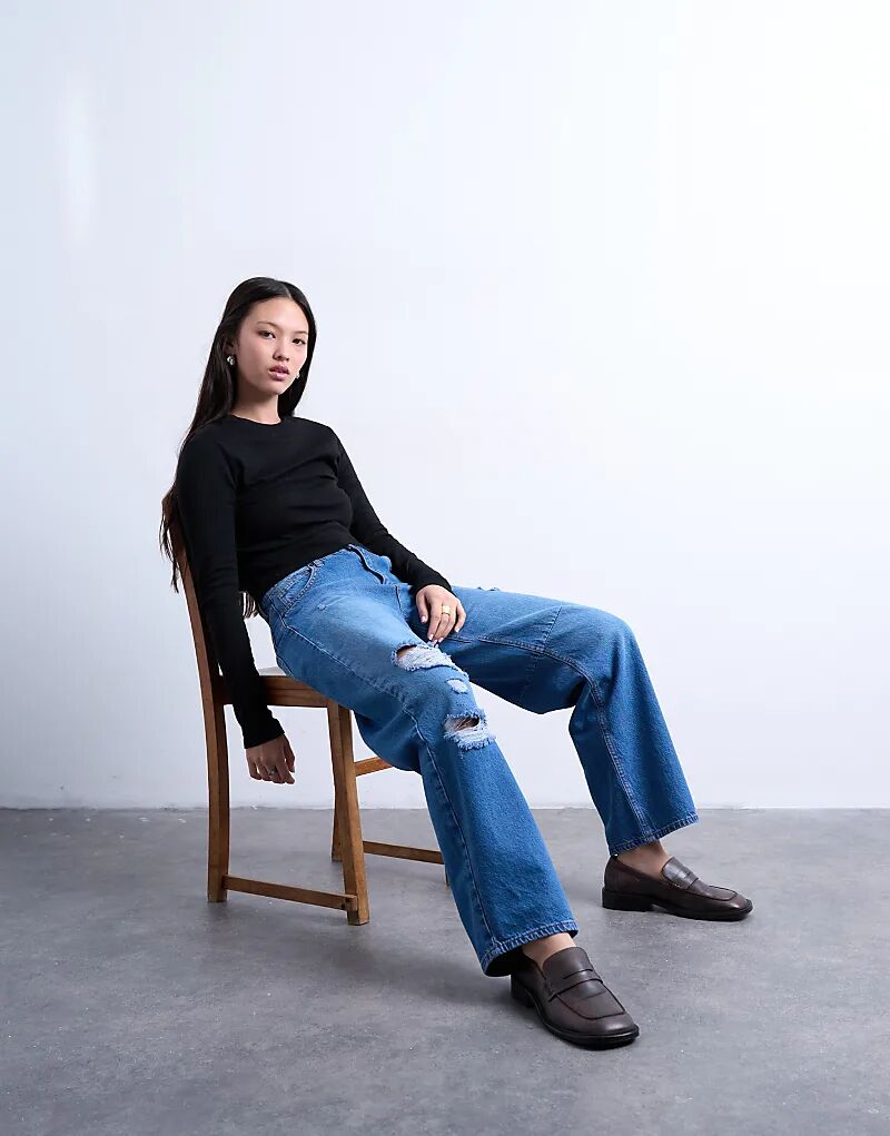 Джинсы Topshop с разрезами на бедрах, средне-синего цвета
Джинсы Topshop с разрезами на бедрах, средне-синего цвета