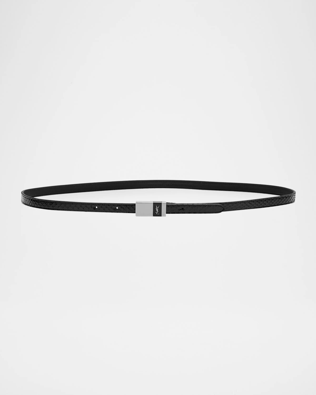 Узкий ремень из змеиной кожи с фурнитурой с логотипом Saint Laurent, черный
Узкий ремень из змеиной кожи с фурнитурой с логотипом Saint Laurent, черный