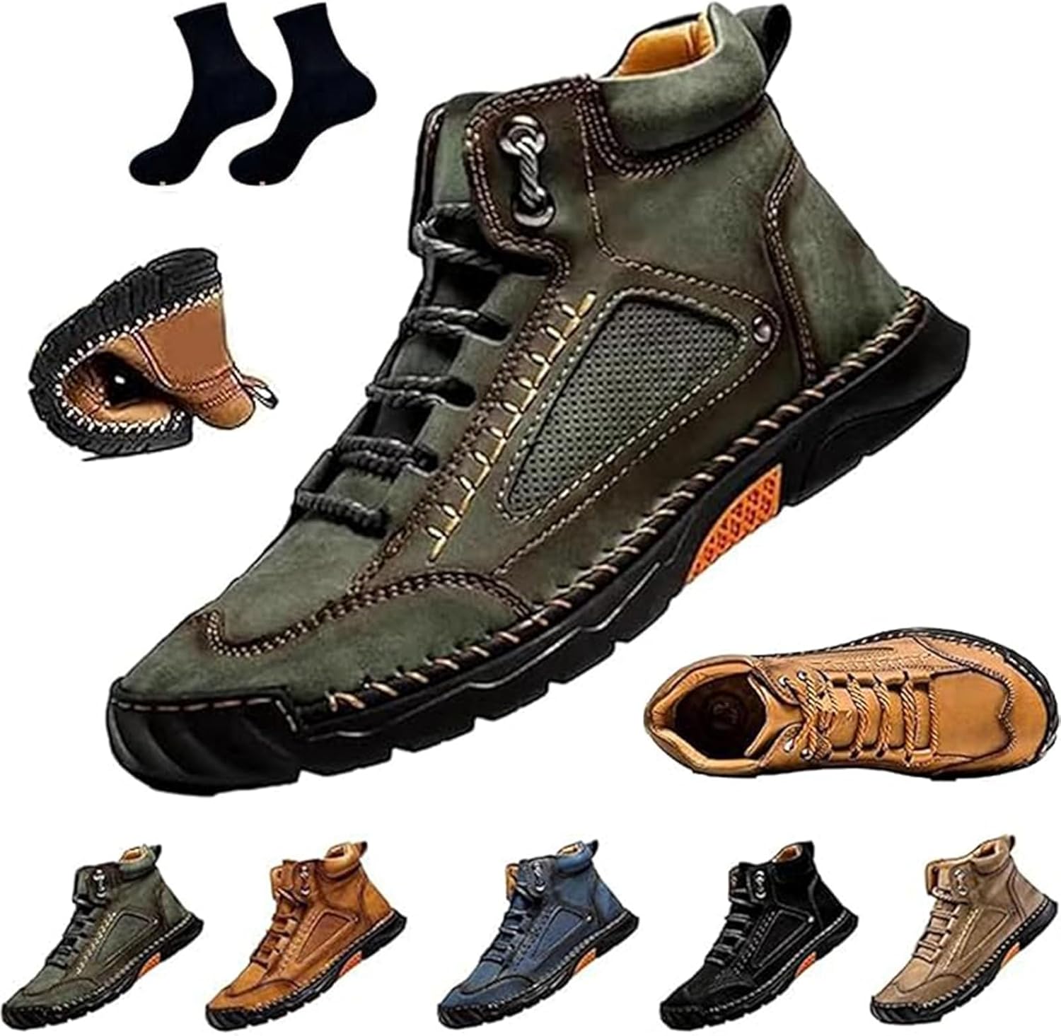 Мужские удобные кожаные ботинки GHTRHSB ручной работы - водонепроницаемые, с поддержкой свода стопы, снятием давления, просторным носком, для активного отдыха на открытом воздухе, противоскользящие походные и ботинки, зеленый
Мужские удобные кожаные ботинки GHTRHSB ручной работы - водонепроницаемые, с поддержкой свода стопы, снятием давления, просторным носком, для активного отдыха на открытом воздухе, противоскользящие походные и ботинки, зеленый