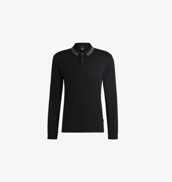 Рубашка-Поло из хлопкового джерси с длинными рукавами и полосатой отделкой Boss, черный
Рубашка-Поло из хлопкового джерси с длинными рукавами и полосатой отделкой Boss, черный
