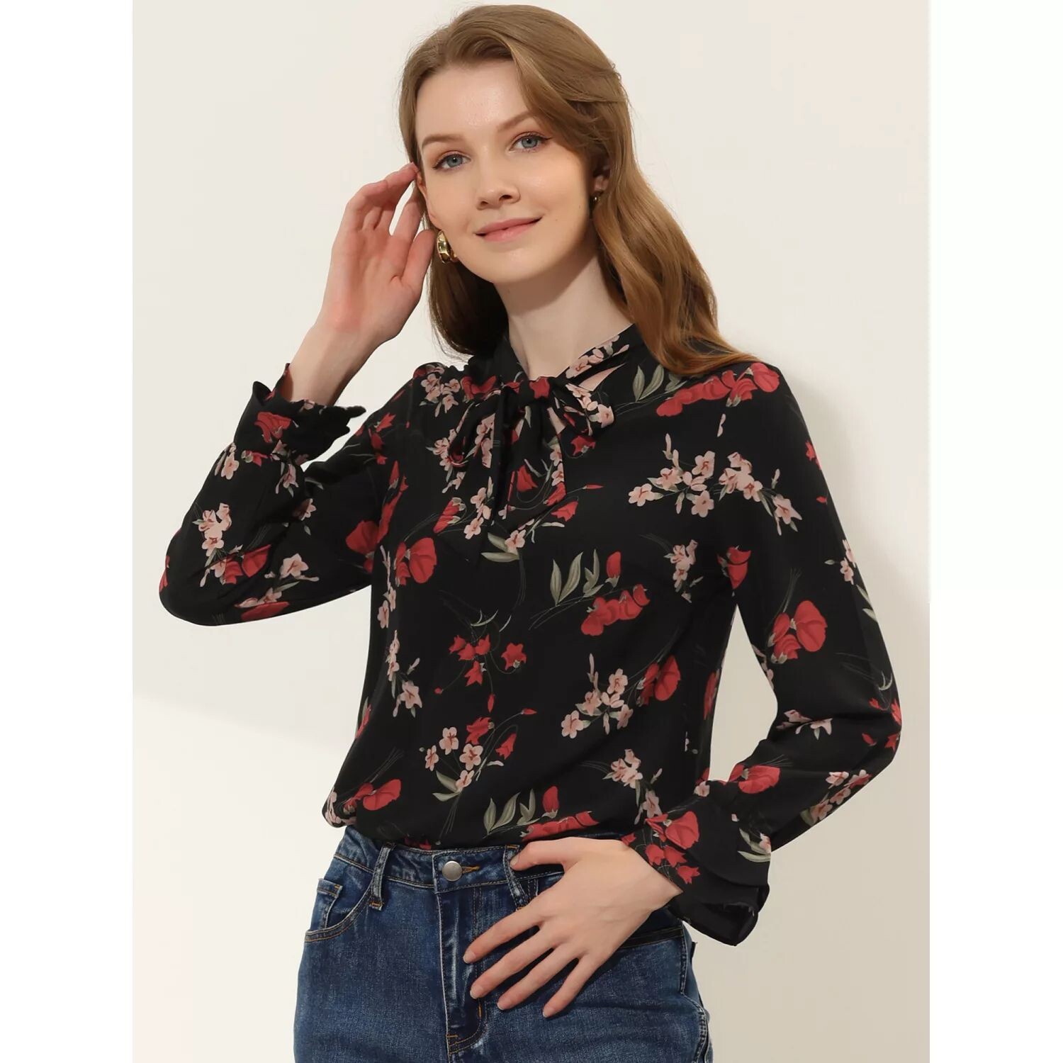 Женская блузка с V-образным вырезом и цветочным принтом, шифоновый топ с рюшами ALLEGRA K, зеленый
Женская блузка с V-образным вырезом и цветочным принтом, шифоновый топ с рюшами ALLEGRA K, зеленый