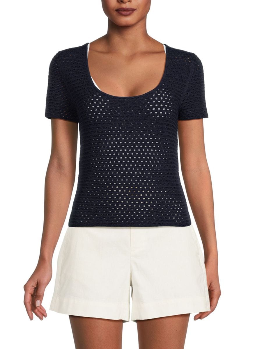 Топ с круглым вырезом из сетки Vince, темно-синий
Топ с круглым вырезом из сетки Vince, темно-синий