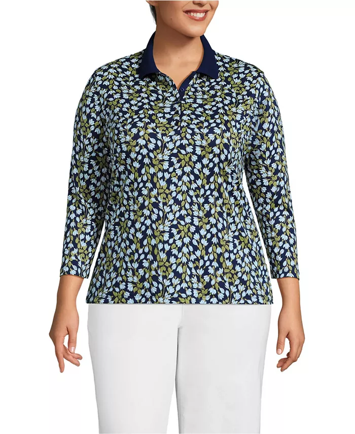 Поло с рукавом 3/4 из хлопка Supima больших размеров Lands' End, синий
Поло с рукавом 3/4 из хлопка Supima больших размеров Lands' End, синий