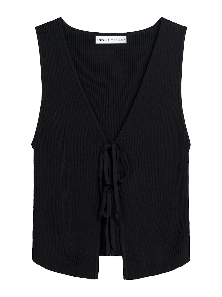 Вязаный топ Bershka, черный
Вязаный топ Bershka, черный
